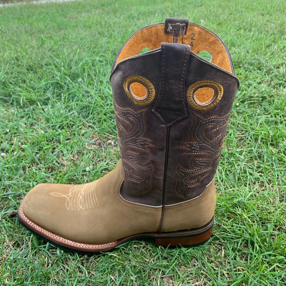 Men’s Western Cowboy Rodeo Texas Style boots Light Brown Leather Handmade 900 - Picture 4 of 7